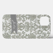 Personnalisé gris Damask iPhone 6 Coque (Verso (horizontal))