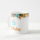 Personnalisé Happy 25th Birthday Coffee Mug (Devant gauche)