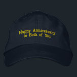 Personnalisé Happy Anniversaire à vous deux Casque<br><div class="desc">Ce casquette en coton de marine a le message sincère "Joyeux anniversaire pour vous deux", ce qui en fait un cadeau réfléchi pour les couples qui célèbrent leur journée spéciale. Le texte est magnifiquement brodé pour un look et une sensation premium. La casquette est conçue pour le confort avec une...</div>