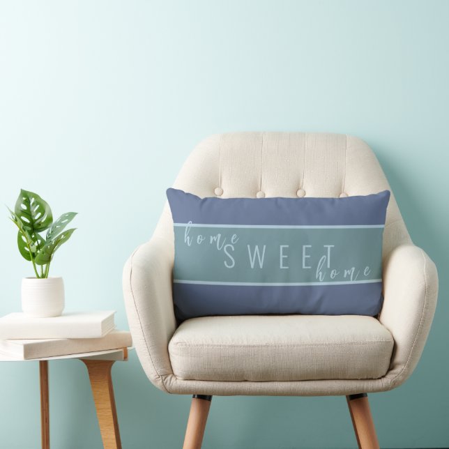 Personnalisé "Home Sweet Home" Coussin Lumbar bleu (Chaise)