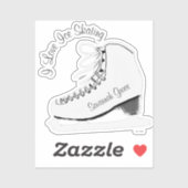 Personnalisé I Love Ice Patinage Nom Sticker (Feuille)