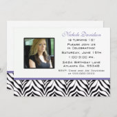 Personnalisé: Invitation de Zebra Sweet 16 Party (Devant / Derrière)