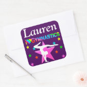 PERSONNALISÉ J'AIME GYMNASTICS PURPLE STICKER (Enveloppe)