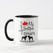 Personnalisé J'Aime Ma Mug Deux Boston Terriers (Gauche)