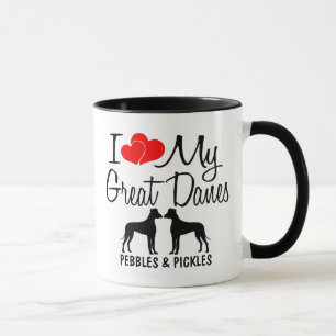Personnalisé J'Aime Mes Deux Grands Danois Mug