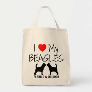Personnalisé J'aime mes deux Sacs fourre-tout Beag