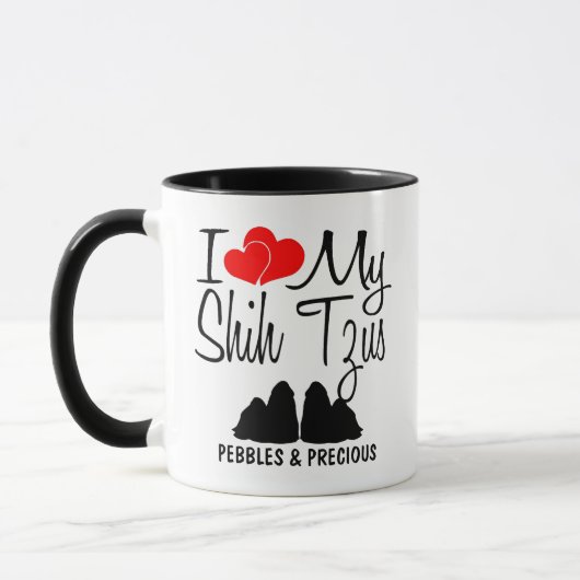 Personnalisé J'Aime Mes Deux Tzus Chih Mug (Gauche)