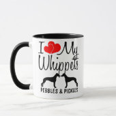 Personnalisé J'Aime Mes Deux Whippets Mug (Gauche)