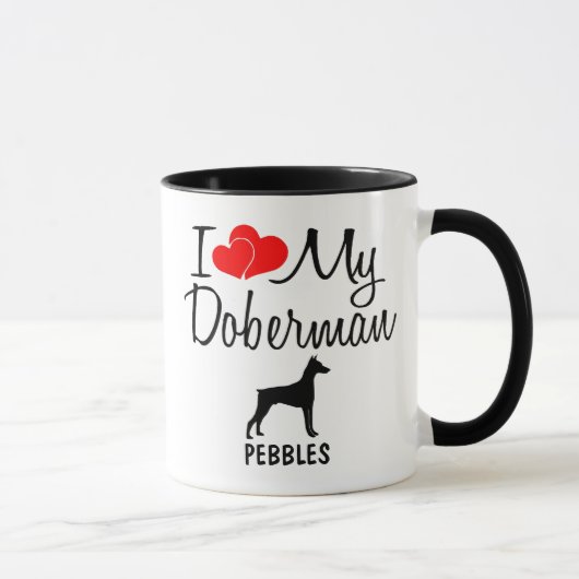 Personnalisé J'Aime Mon Doberman Chien Mug (Droite)