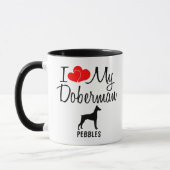 Personnalisé J'Aime Mon Doberman Chien Mug (Gauche)