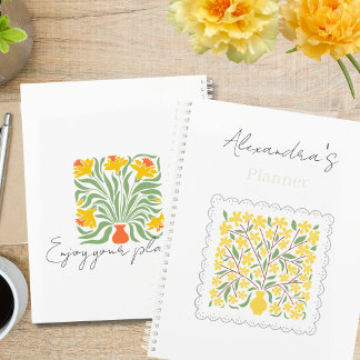 Personnalisé joli floral beau script Jaune blanc