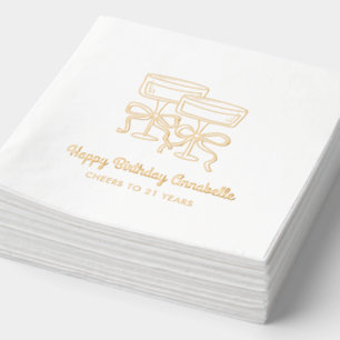 Personnalisé Joyeux Anniversaire Cocktail d'or Nap