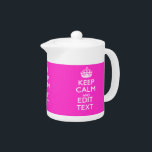 Personnalisé KEEP CALM ET votre texte rose vif<br><div class="desc">Un accent rose chaud personnalisé Gardez le calme et continuez avec style en disant sur un cadeau personnalisé. Essayez humour ou fantaisie sur vos mots créatifs sur les deux lignes de texte modifiables. N'oubliez pas d'utiliser les lettres CAPITAL pour obtenir les meilleurs résultats. Utilisez le lien "Demandez à ce concepteur"...</div>