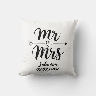 Personnalisé M. et Mme Black et Coussin Mariage bl