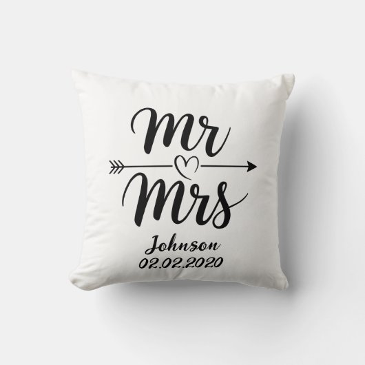 Personnalisé M. et Mme Black et Coussin Mariage bl (Recto)