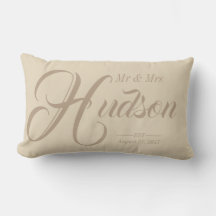 Personnalisé M. & Mme Neutral Mariage Coussin