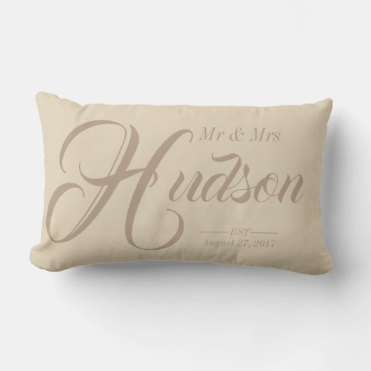 Personnalisé M. & Mme Neutral Mariage Coussin (Recto)