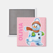 Personnalisé Magnet Christmas Snowman personnages. (Recto/Verso)