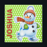 Personnalisé Magnet Christmas Snowman personnages.<br><div class="desc">Personnalisé Magnet Christmas Snowman personnages. Personnalisé Magnet Christmas Snowman personnages. Il est si facile de changer de nom ! Une variété de personnages de snowman traîneau, ski et patinage. Faites attention à l'assortiment avec les personnages musiciens de la neige qui tambourinent et qui jouent aussi. Disponible sur d'autres cadeaux et...</div>