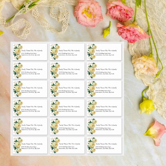 Personnalisé Mariage Invité Jaune Floral Étiquette
