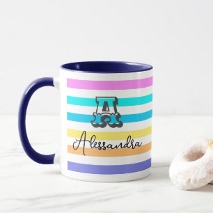 Personnalisé Monogramme Girl Rainbow Coffee Mug