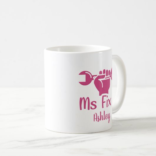 Personnalisé Ms Fixer It Wrench Hand Coffee Mug (Devant droit)