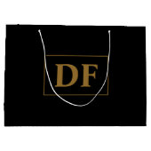 Personnalisé Noir Avec Initiales Or Grand Sac Cade (Dos)