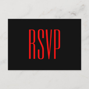 Personnalisé noir et rouge RSVP Mariage damassé V0