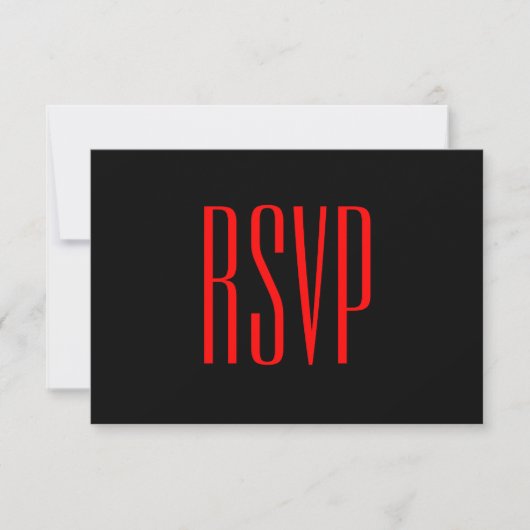 Personnalisé noir et rouge RSVP Mariage damassé V0 (Devant)