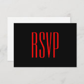 Personnalisé noir et rouge RSVP Mariage damassé V0 (Devant / Derrière)