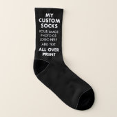 Personnalisé NOIR partout sur imprimer Chaussettes (Droite extérieur)