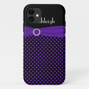 Personnalisé noir, violet Polka Dot iPhone 5 Coque