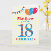 Personnalisé Nom 18e Anniversaire Carte Balloons B (Fleur jaune)