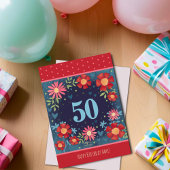 Personnalisé Nom 50e anniversaire Carte Flore Roug