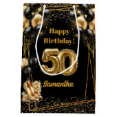Personnalisé Nom 50e Anniversaire Sac cadeau Black (Dos)