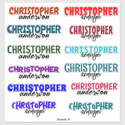 Personnalisé Nom coloré Boy School Vinyl Sticker (Feuille)