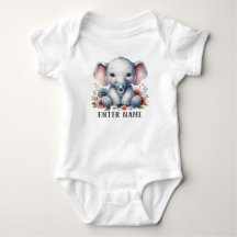 Personnalisé Nom Cute Baby Girl Elephant Baby Body