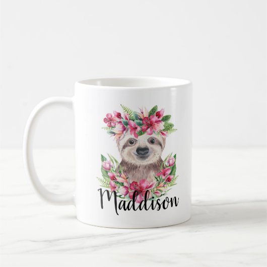 Personnalisé Nom Cute Sloth Mug Maman Infirmière C (Gauche)