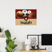 Personnalisé Nom d'enfant Allstar Sports Poster d' (Bureau à domicile)