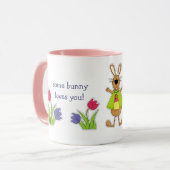 Personnalisé Nom Funny Bunny de Pâques Mugs cadeau (Devant gauche)