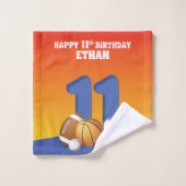 Personnalisé Nom Garçon 11e anniversaire Balles de (Gant de toilette)