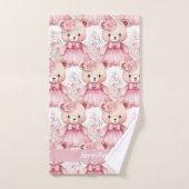 Personnalisé Nom Pink Teddy Bear Jeu de serviettes (Serviette à main)