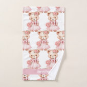 Personnalisé Nom Pink Teddy Bear Jeu de serviettes (Serviette à main)