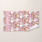 Personnalisé Nom Pink Teddy Bear Jeu de serviettes (Serviette à main)