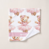 Personnalisé Nom Pink Teddy Bear Jeu de serviettes (Gant de toilette)