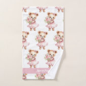 Personnalisé Nom Pink Teddy Bear Jeu de serviettes (Serviette à main)