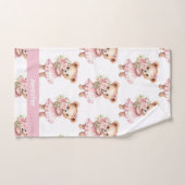 Personnalisé Nom Pink Teddy Bear Jeu de serviettes (Serviette à main)