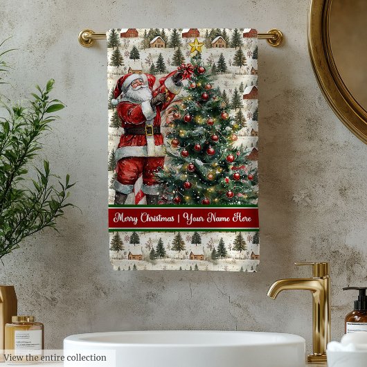Personnalisé Nom Santa Claus Serviette de bain ens