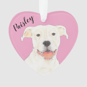 Personnalisé Pink Heart White Pitbull Staffy