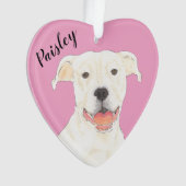 Personnalisé Pink Heart White Pitbull Staffy (devant)